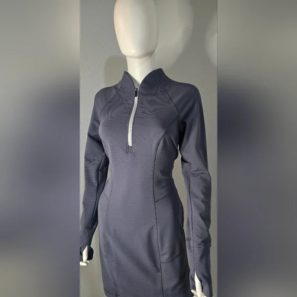 Elegant Navy Long-Sleeve Dress - Picture 4 of 11